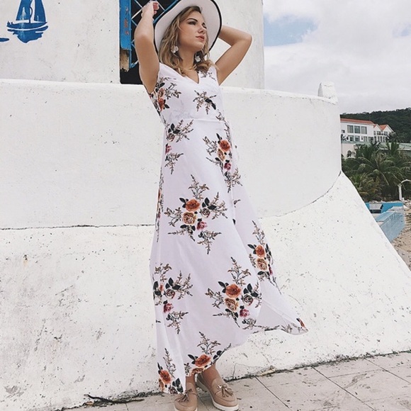 Floral Short Sleeve Wrap Maxi Dress - Picture 4 of 8
